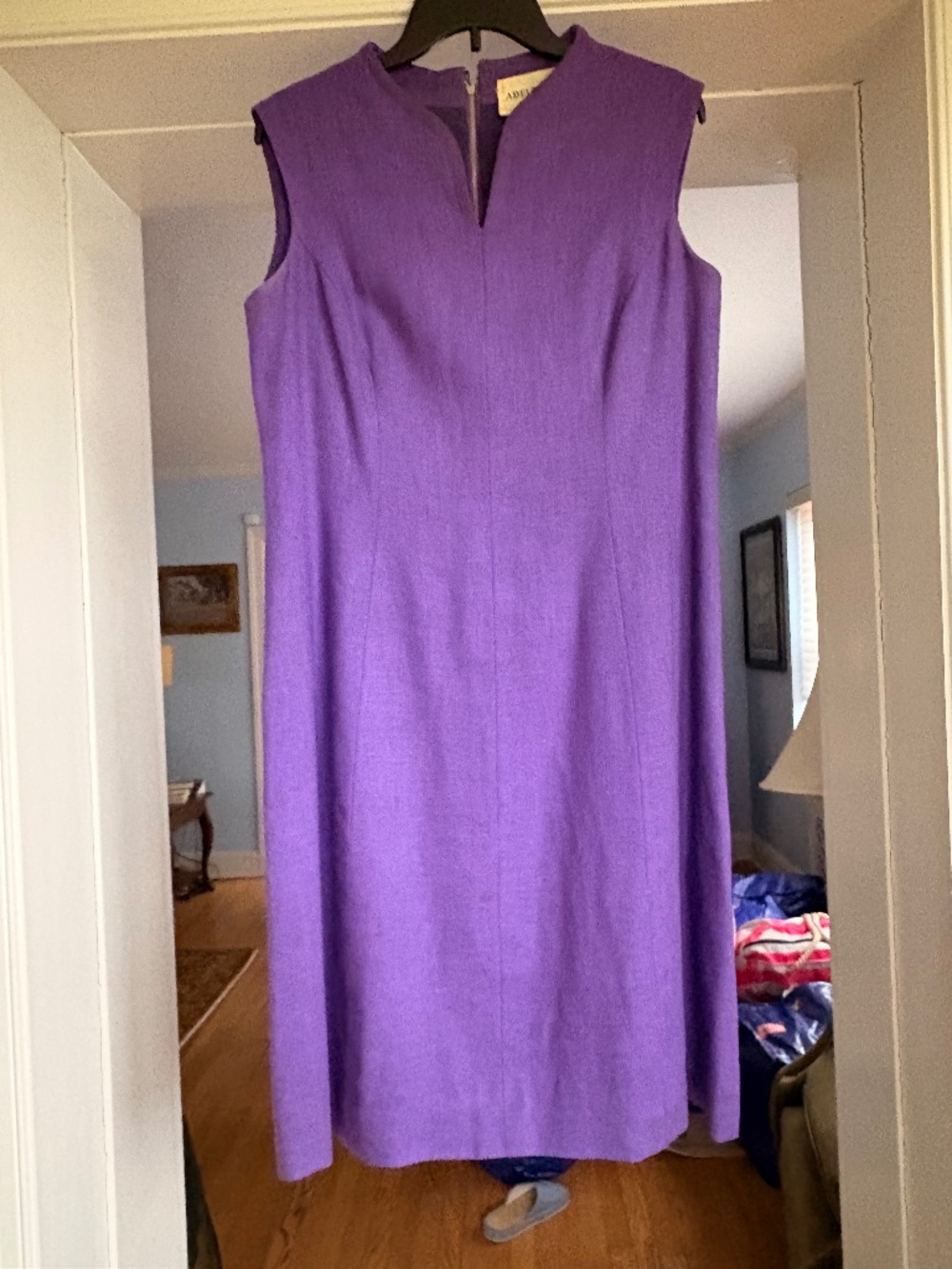 Adele Simpson Vintage Sleeveless Purple V-neck Shift Dress